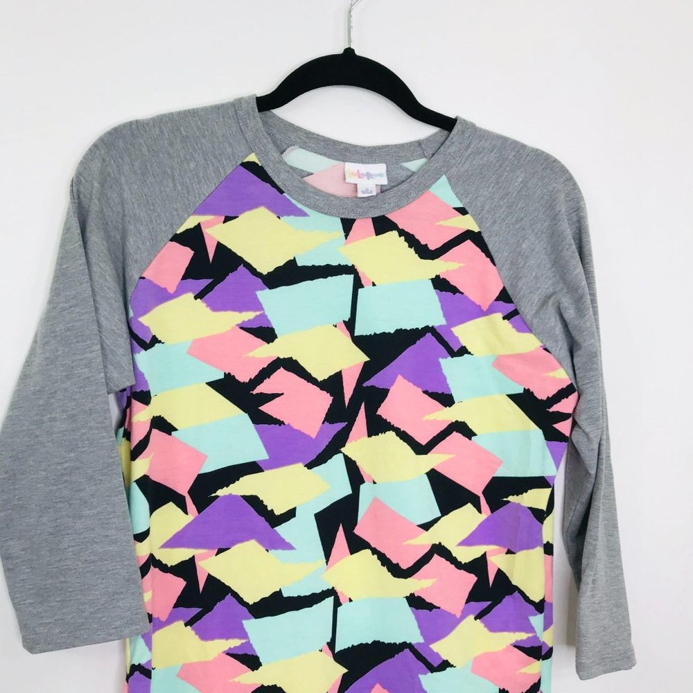 LuLaRoe Randy Raglan T-Shirt Pastel Colorblock - Picture 2 of 4